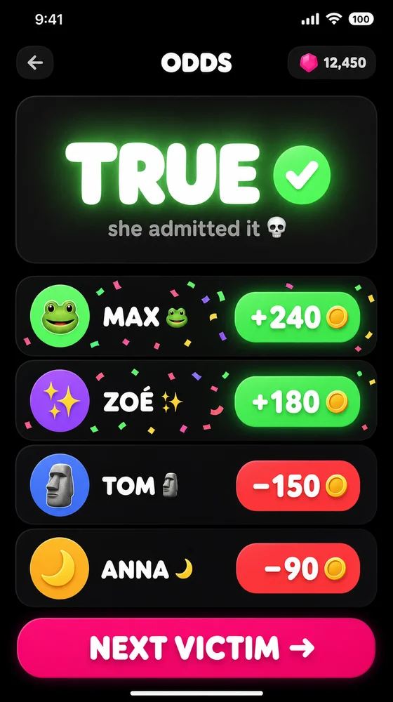 Truth and payouts screen